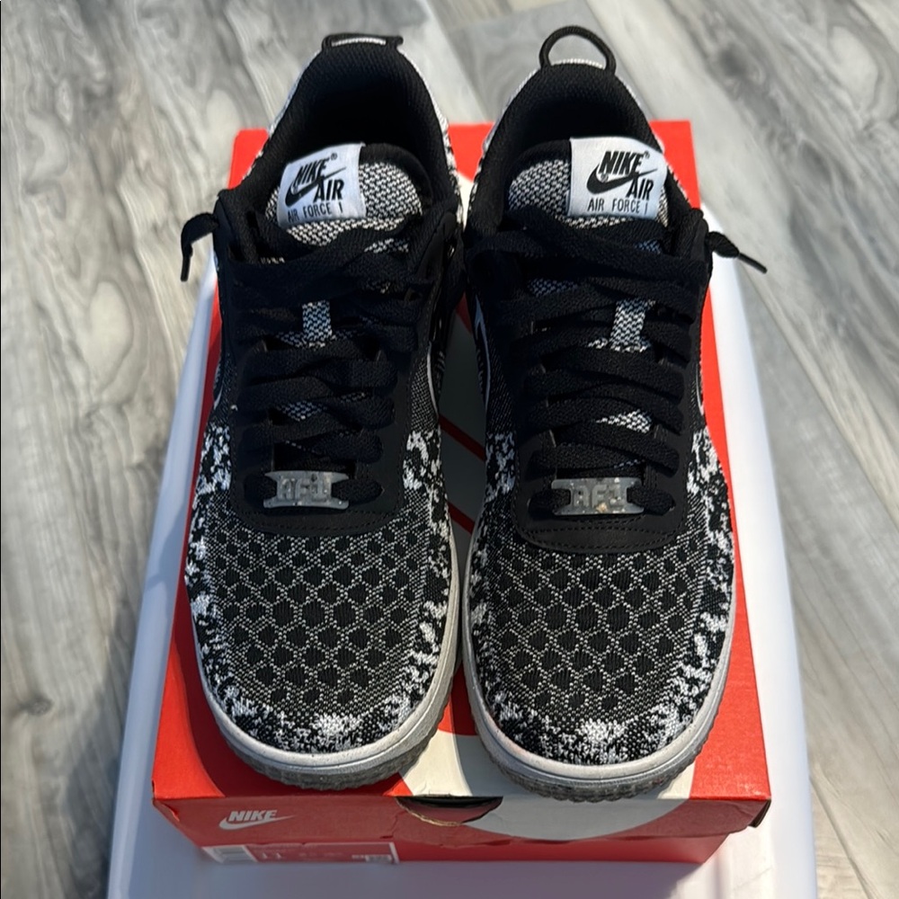 Nike Air Force 1 Low Crater Flyknit Black White Melange